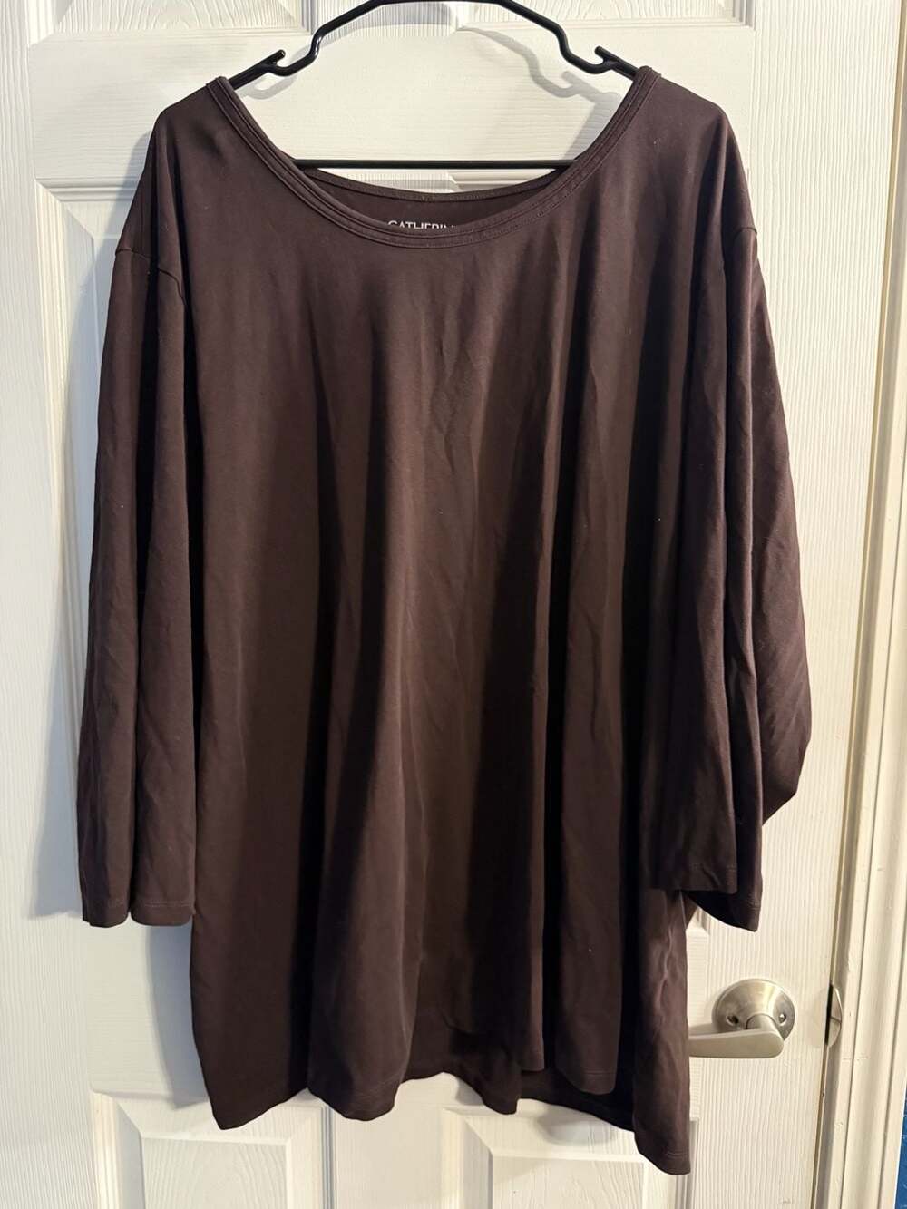 Catherines Suprema Collection Brown 3/4 Sleeve Plus Size Tee 5X 34/36W
